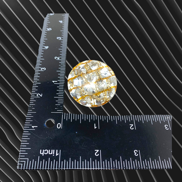 Vintage 1980's Metallic Flake Acrylic Domed Huge Earrings Clip On Runway Couture - Picture 4 of 5